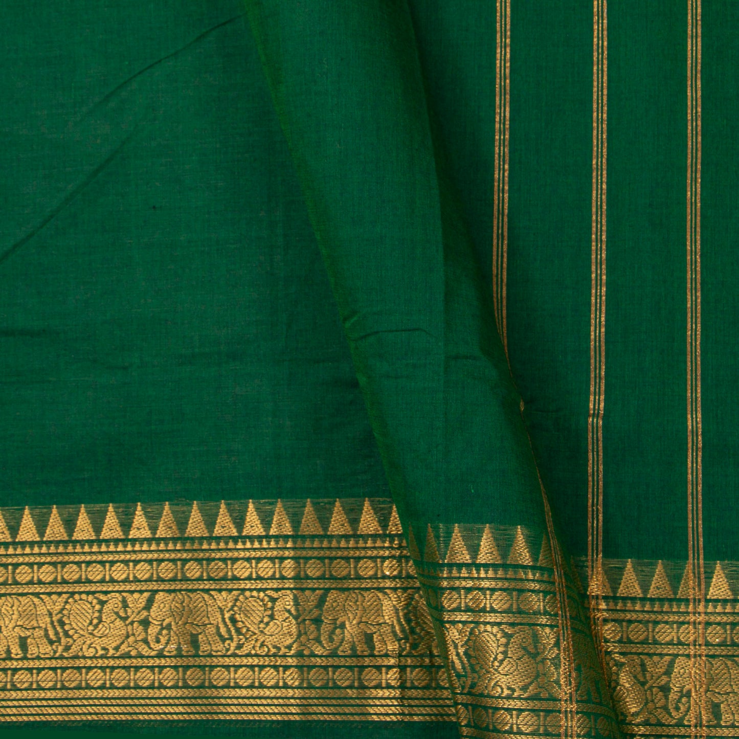 Green  Kanchi Cotton Saree For Festive Wear PV MM KC 724