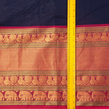 Blue And Magenta Kanchi Cotton Saree For Festive Wear PV MM KC 698