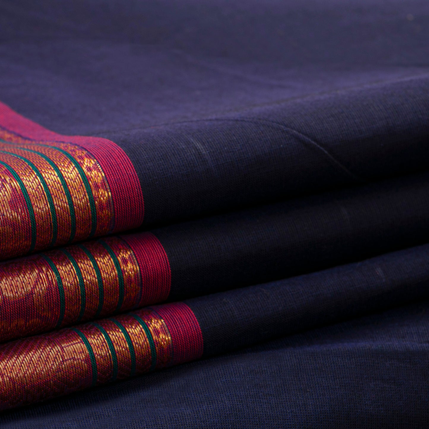 Blue And Magenta Kanchi Cotton Saree For Festive Wear PV MM KC 698