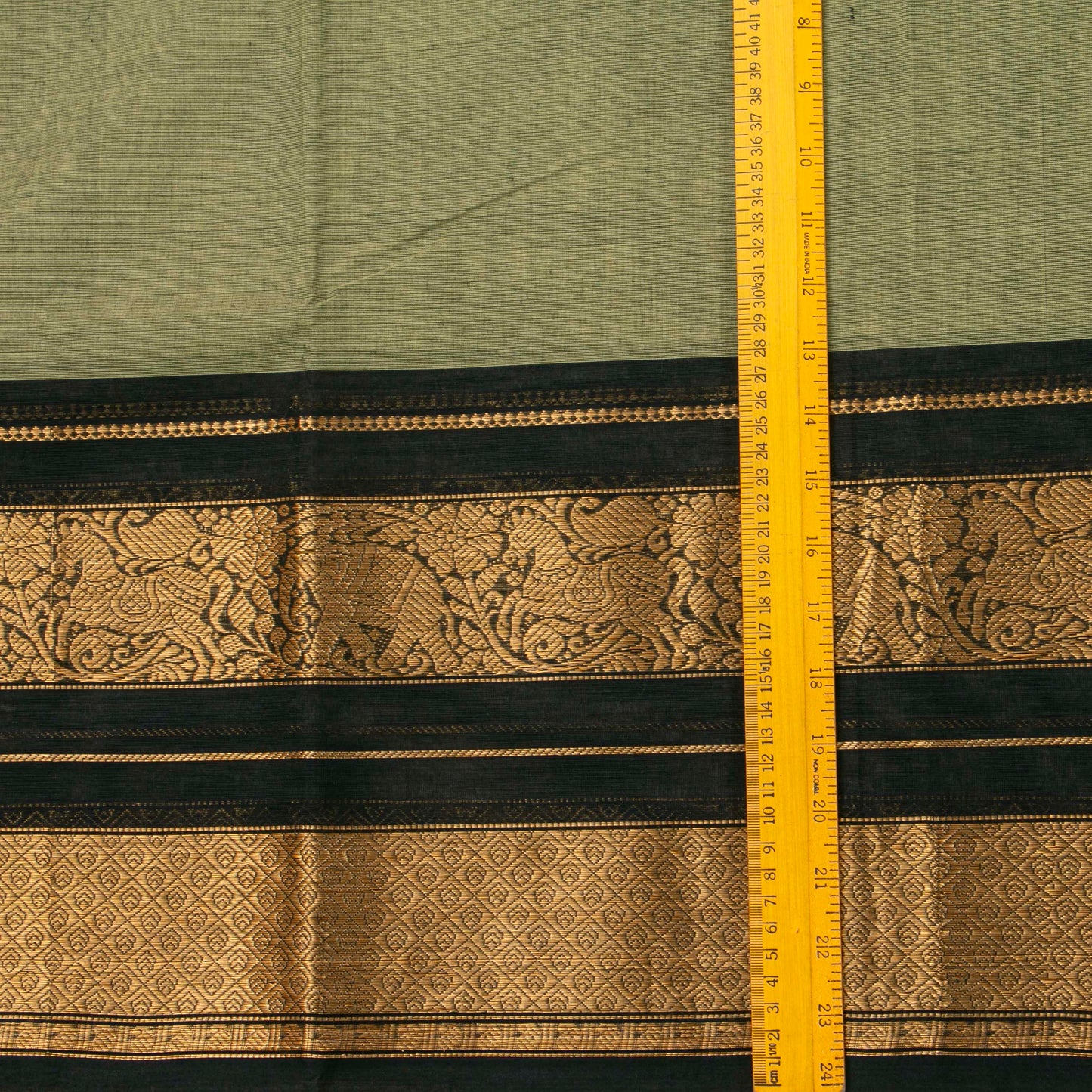 Elachi Green And Black Kanchi Cotton Saree For Festive Wear PV MM KC 737