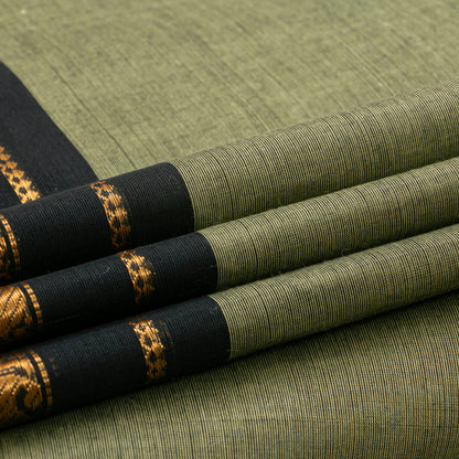 Elachi Green And Black Kanchi Cotton Saree For Festive Wear PV MM KC 737