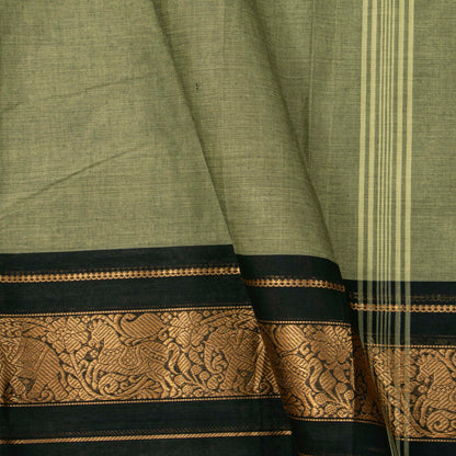 Elachi Green And Black Kanchi Cotton Saree For Festive Wear PV MM KC 737