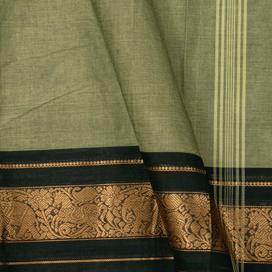 Elachi Green And Black Kanchi Cotton Saree For Festive Wear PV MM KC 737