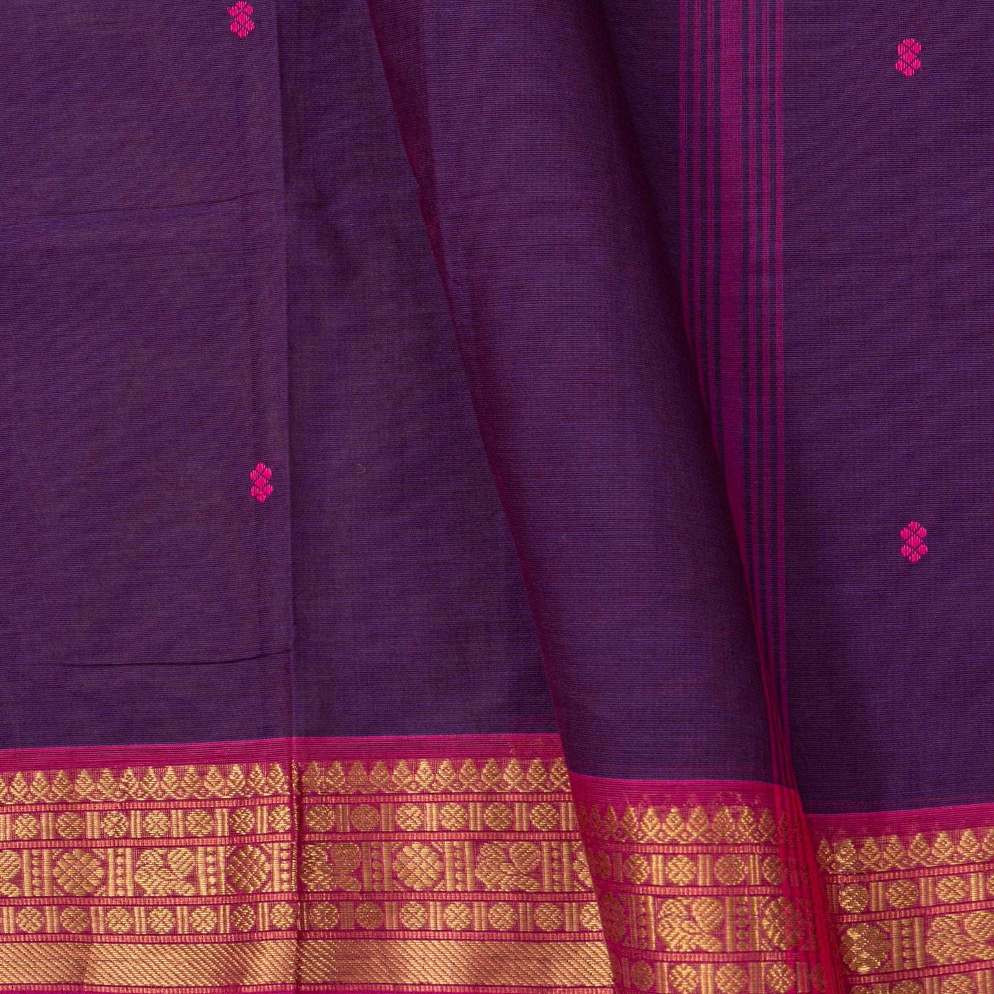 Wine And Pink Kanchi Cotton Saree For Festive Wear PV MM KC 790