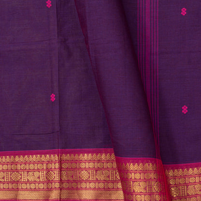 Wine And Pink Kanchi Cotton Saree For Festive Wear PV MM KC 790