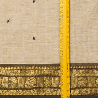 Off White And Brown Kanchi Cotton Saree For Festive Wear PV MM KC 786
