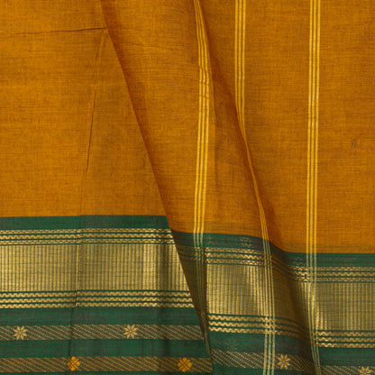 Mustard Kanchi Cotton Saree With Ganga Jamuna Border For Festive Wear PV MM KC 350
