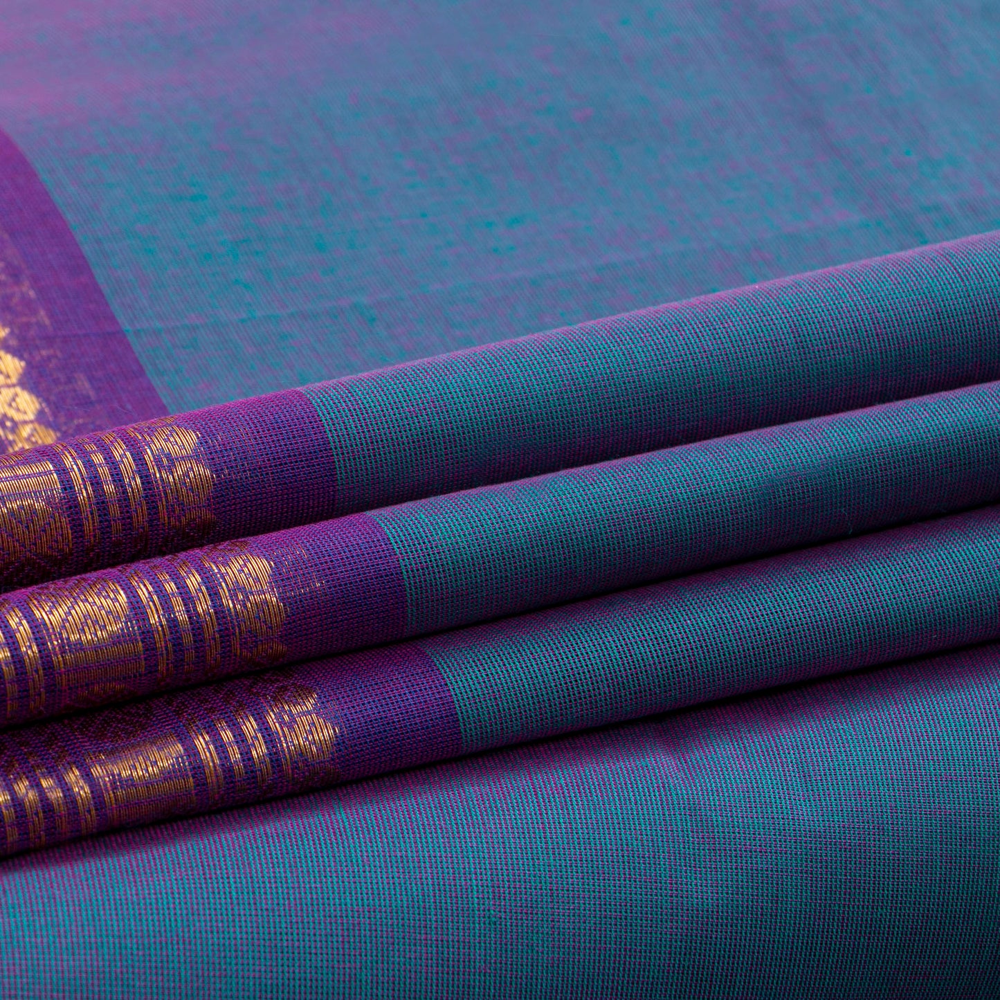 Blue And Violet Kanchi Cotton Saree For Festive Wear PV MM KC 787