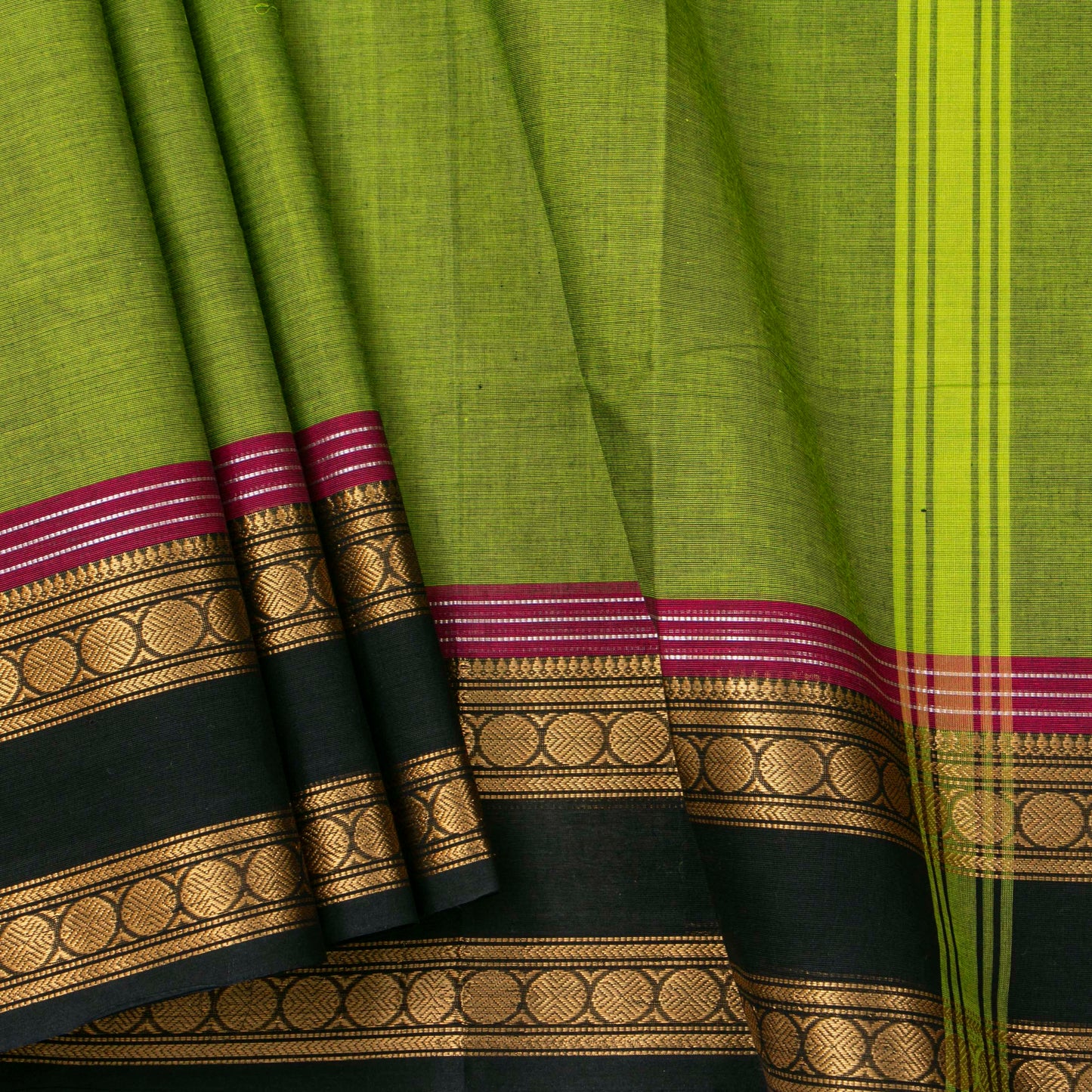 Green And Pink Kanchi Cotton Saree For Festive Wear PV MM KC 718