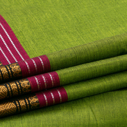 Green And Pink Kanchi Cotton Saree For Festive Wear PV MM KC 718