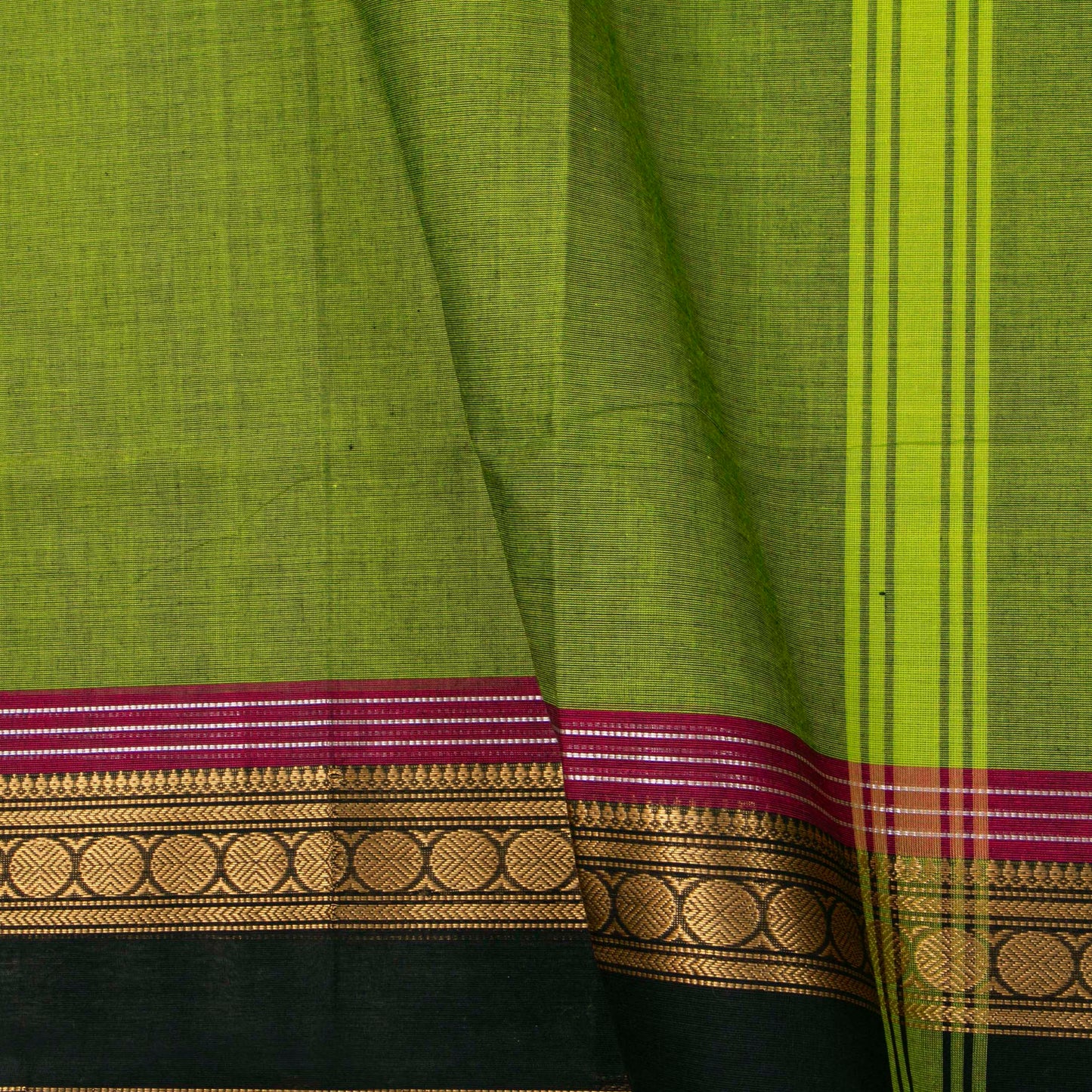 Green And Pink Kanchi Cotton Saree For Festive Wear PV MM KC 718