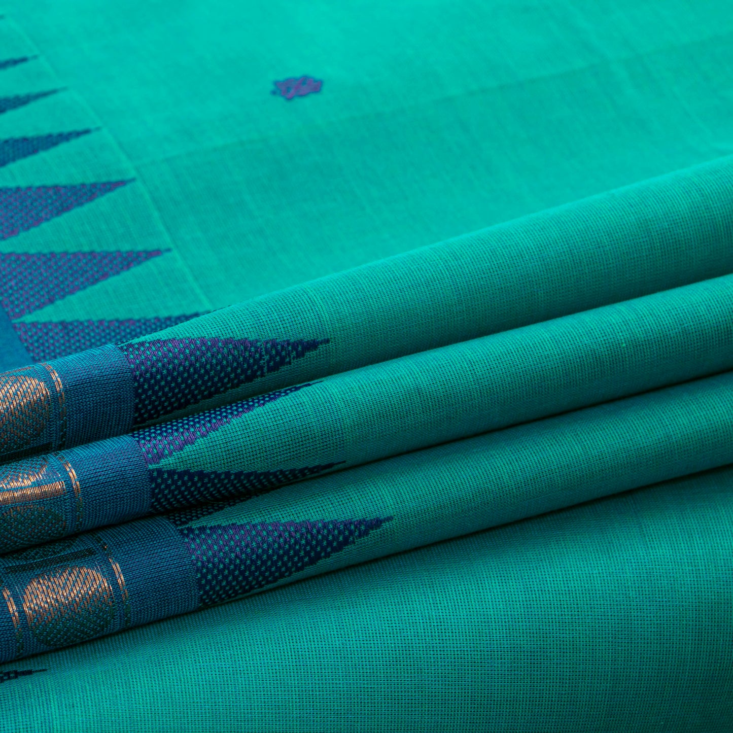 Teal And Blue Kanchi Cotton Saree For Festive Wear PV MM KC 779