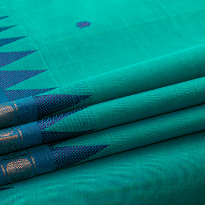 Teal And Blue Kanchi Cotton Saree For Festive Wear PV MM KC 779