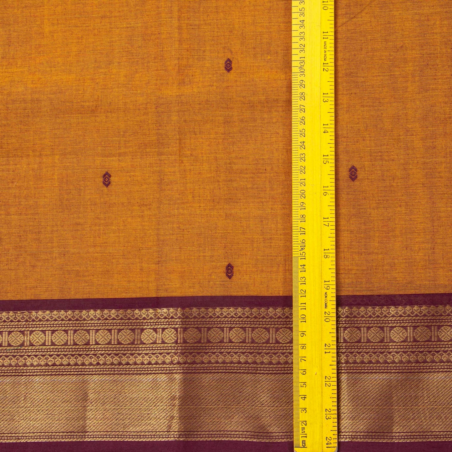 Mustard And Brown Kanchi Cotton Saree For Festive Wear PV MM KC 785