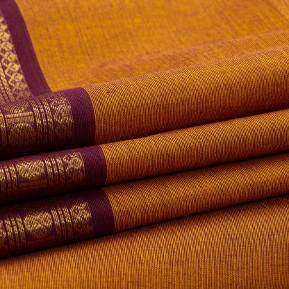 Mustard And Brown Kanchi Cotton Saree For Festive Wear PV MM KC 785