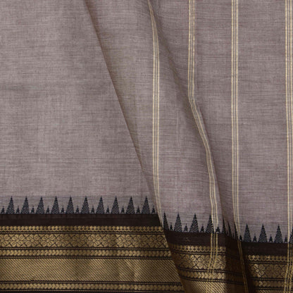 Grey And Black Kanchi Cotton Saree For Office Wear PV MM KC 318