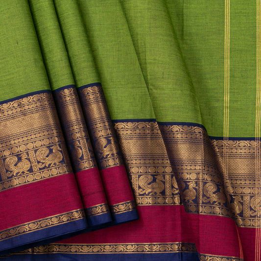 Green And Blue Kanchi Cotton Saree For Festive Wear PV MM KC 723
