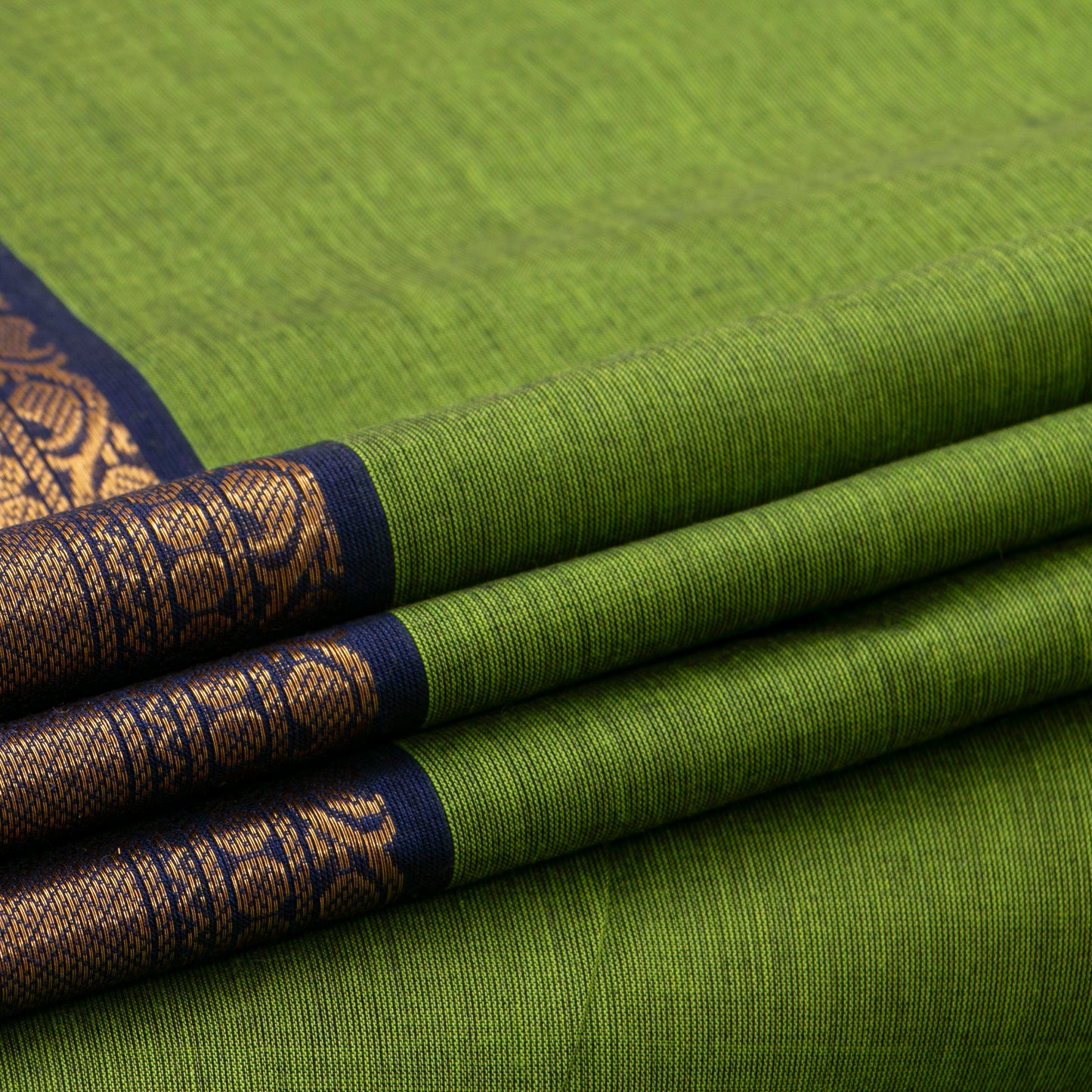 Green And Blue Kanchi Cotton Saree For Festive Wear PV MM KC 723