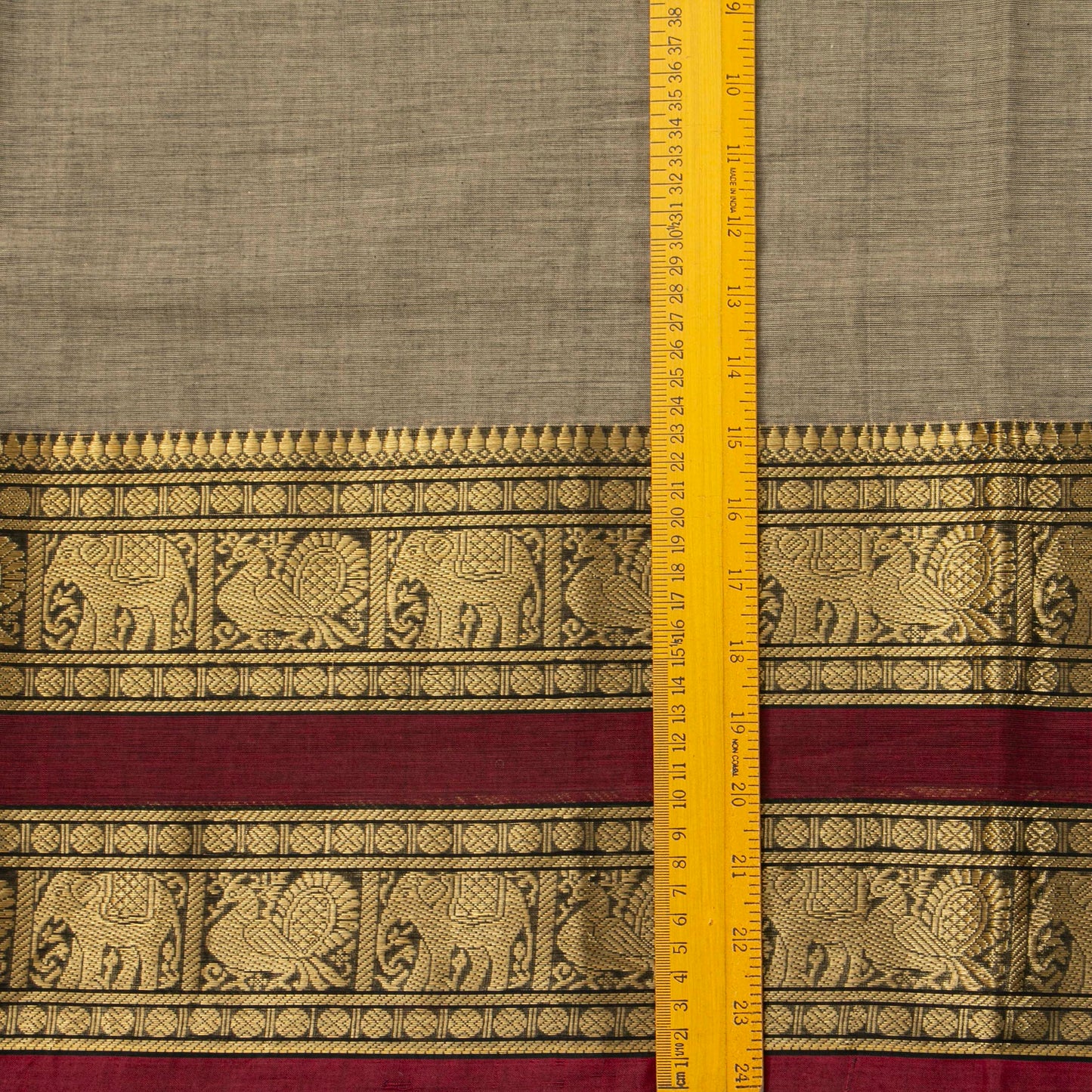 Fawn And Maroon Kanchi Cotton Saree For Festive Wear PV MM KC 730