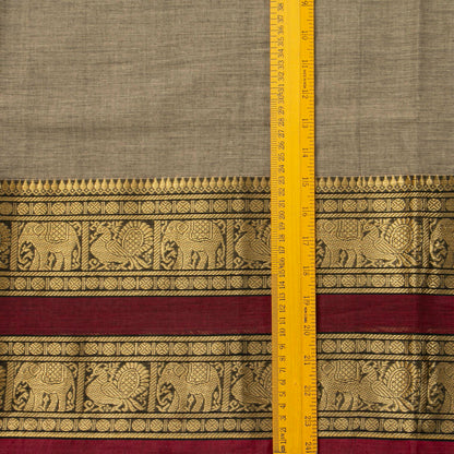 Fawn And Maroon Kanchi Cotton Saree For Festive Wear PV MM KC 730