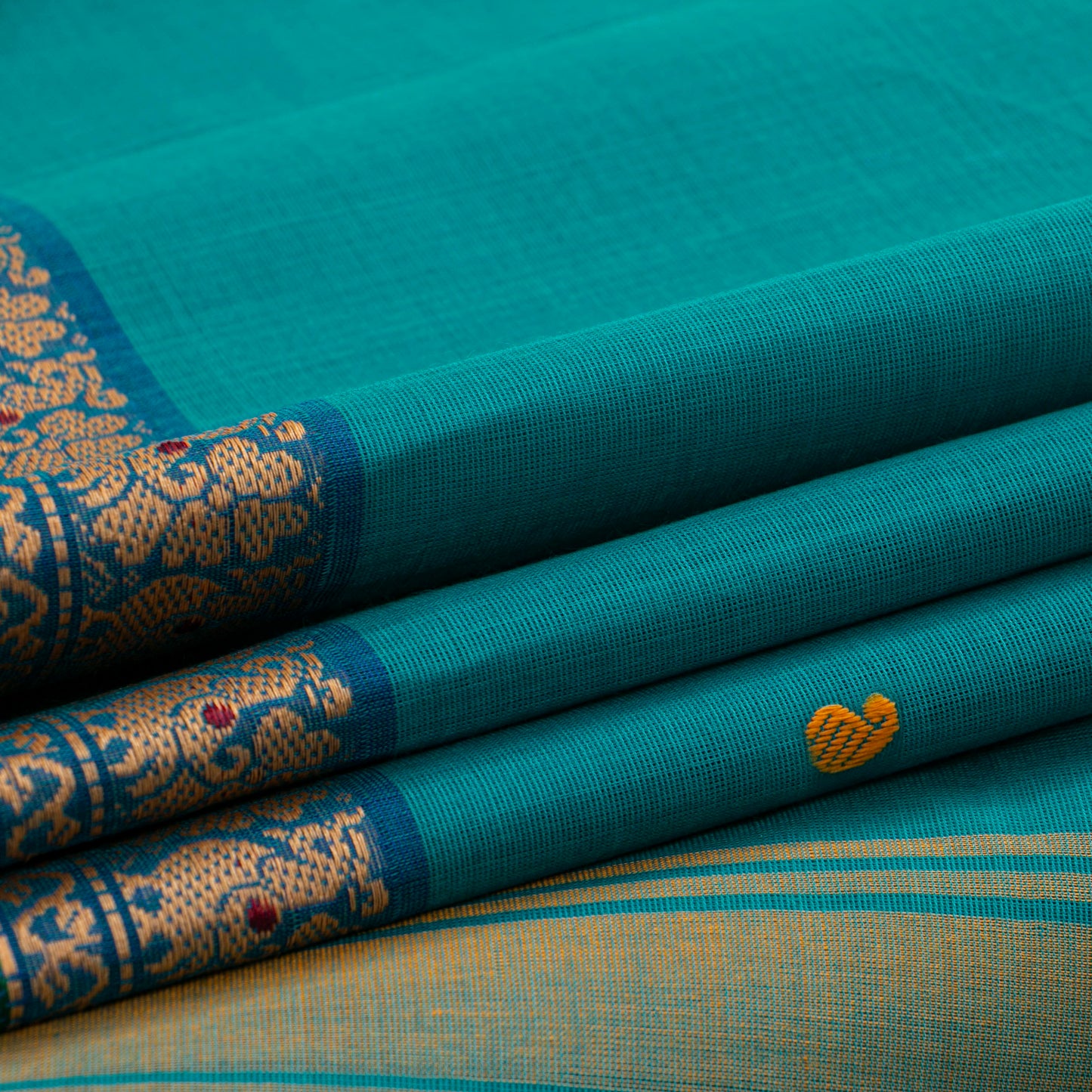 Teal Kanchi Cotton Saree For Festive Wear PV MM KC 826