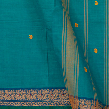 Teal Kanchi Cotton Saree For Festive Wear PV MM KC 826