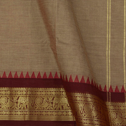 Beige And Maroon Kanchi Cotton Saree For Festive Wear PV MM KC 360