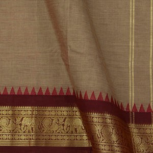 Beige And Maroon Kanchi Cotton Saree For Festive Wear PV MM KC 360