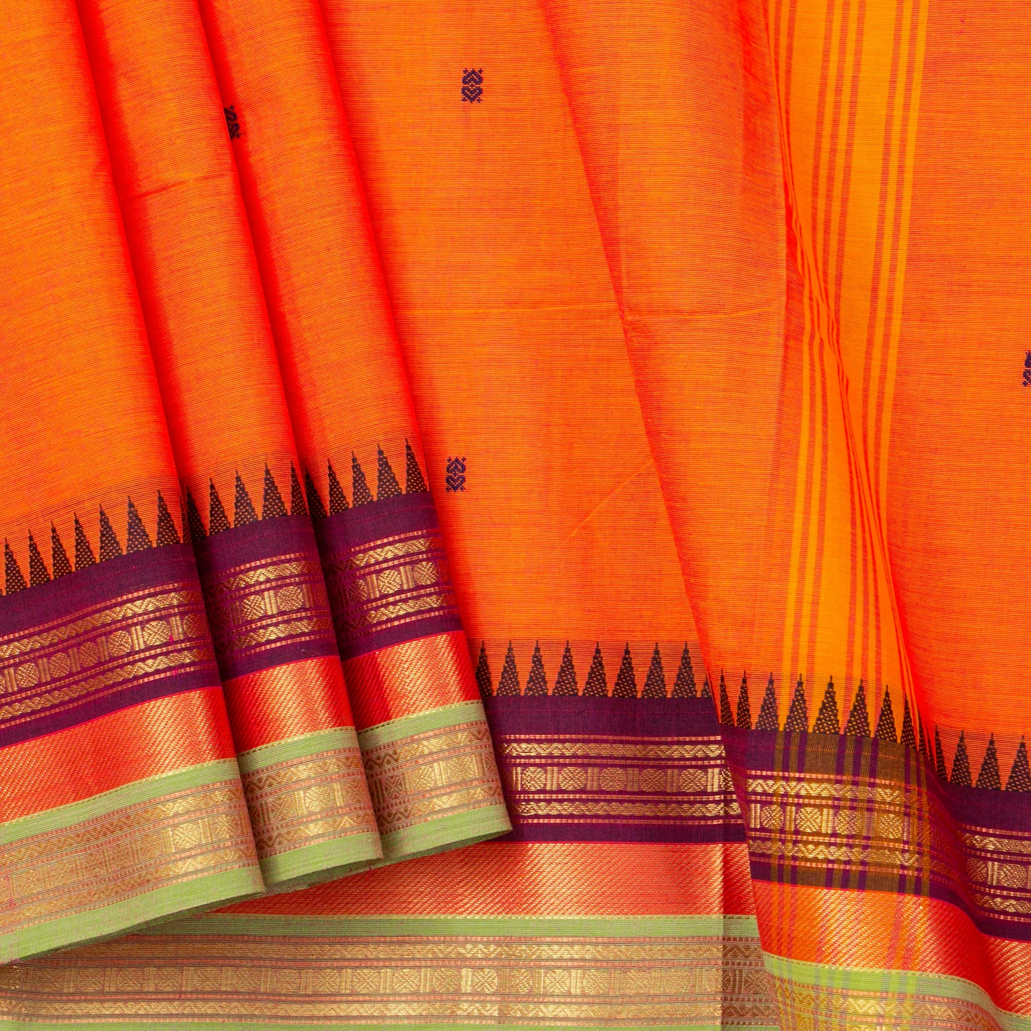 Orange Kanchi Cotton Saree For Festive Wear PV MM KC 811