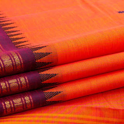 Orange Kanchi Cotton Saree For Festive Wear PV MM KC 811