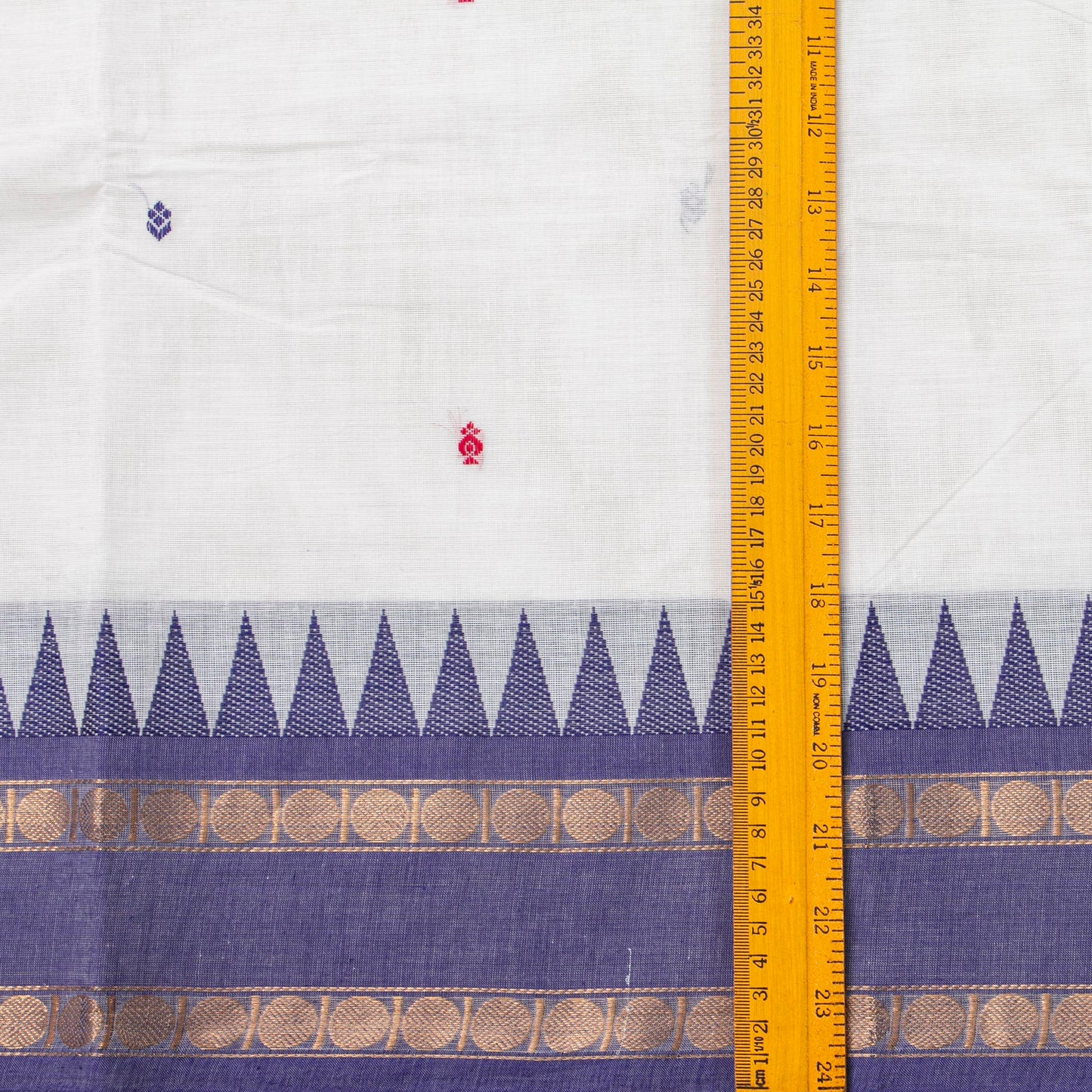 White Kanchi Cotton Saree Ganga Jamuna Border  For Festive Wear PV MM KC 760