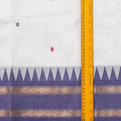 White Kanchi Cotton Saree Ganga Jamuna Border  For Festive Wear PV MM KC 760