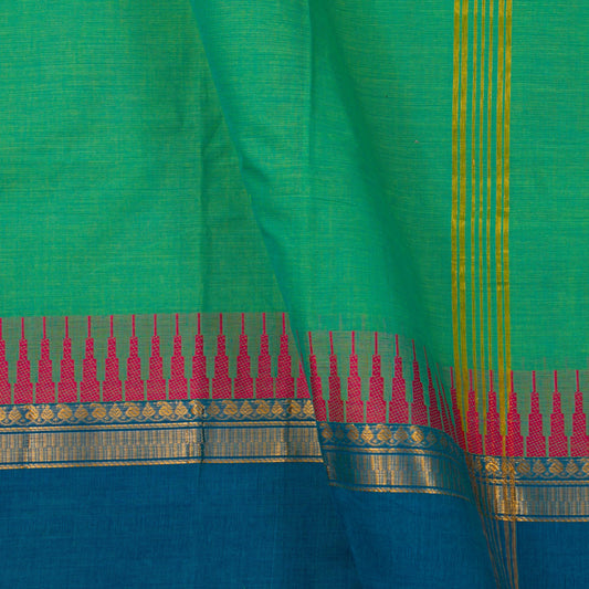Teal And Cobalt Blue Kanchi Cotton Saree For Festive Wear PV MM KC 339 - Cotton Saree - Panjavarnam PV MM KC 229