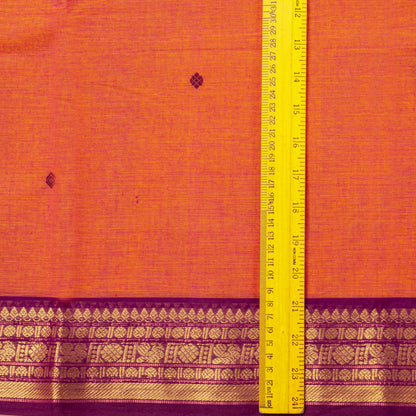 Orange And Wine Kanchi Cotton Saree For Festive Wear PV MM KC 791