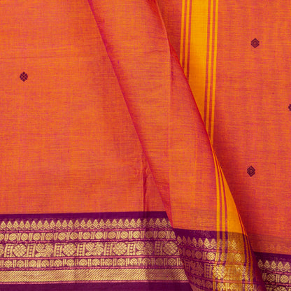 Orange And Wine Kanchi Cotton Saree For Festive Wear PV MM KC 791