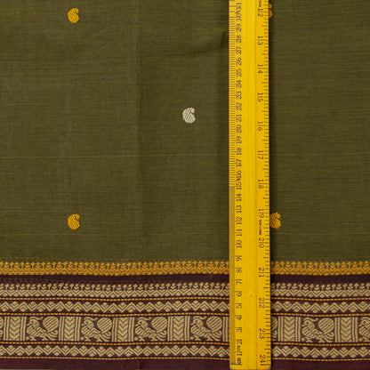Moss Green  Kanchi Cotton Saree For Festive Wear PV MM KC 800