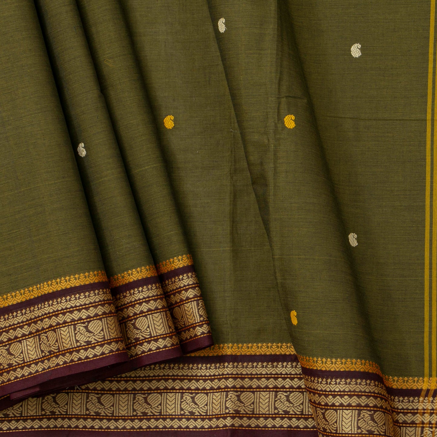 Moss Green  Kanchi Cotton Saree For Festive Wear PV MM KC 800