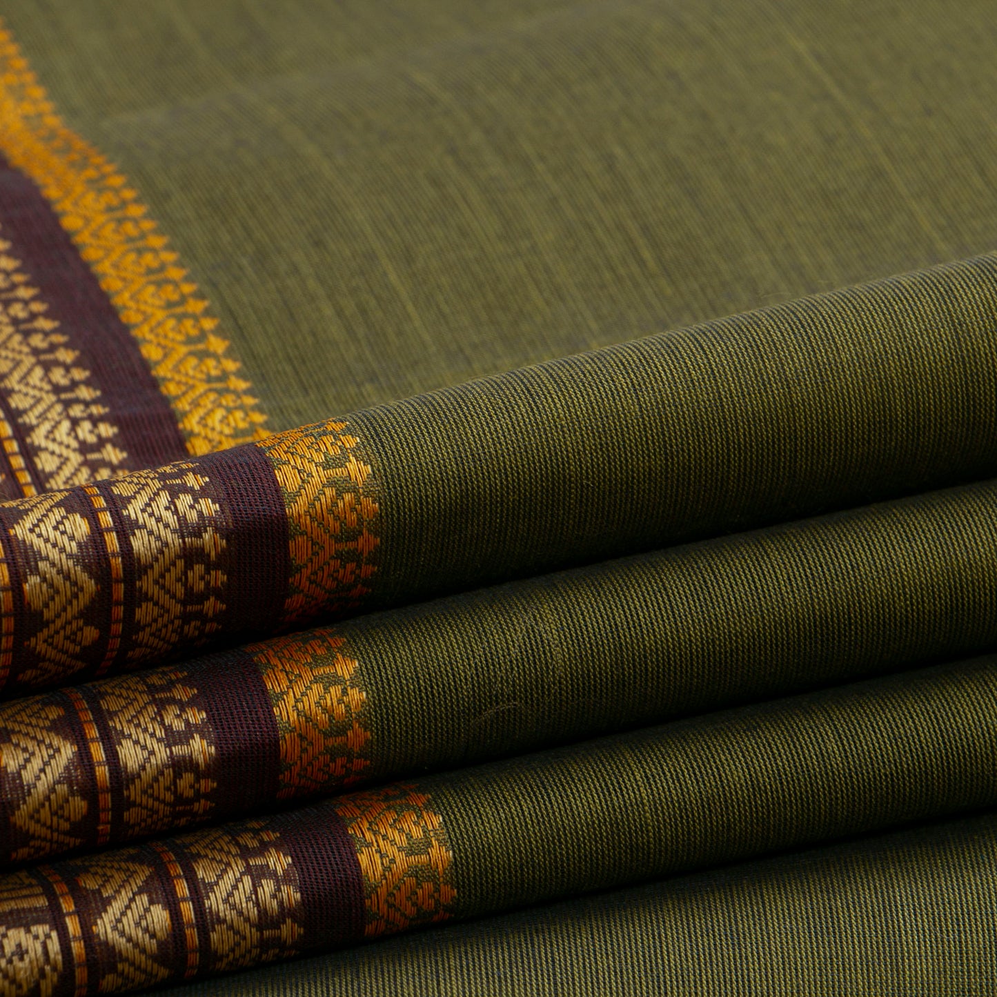 Moss Green  Kanchi Cotton Saree For Festive Wear PV MM KC 800