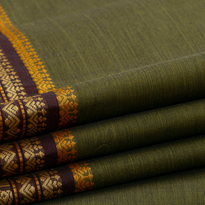 Moss Green  Kanchi Cotton Saree For Festive Wear PV MM KC 800