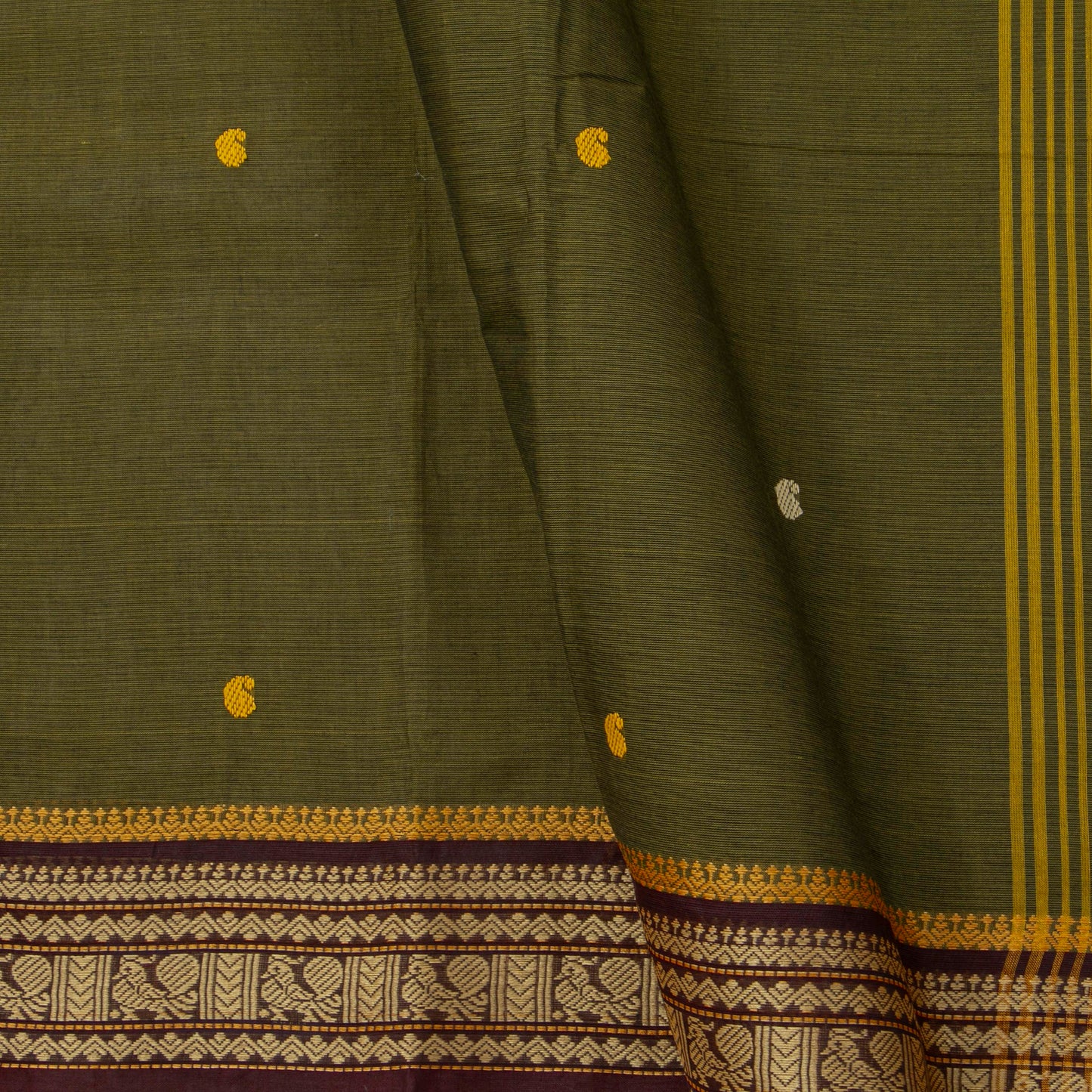 Moss Green  Kanchi Cotton Saree For Festive Wear PV MM KC 800