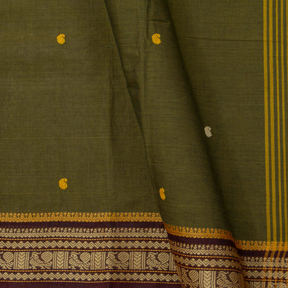 Moss Green  Kanchi Cotton Saree For Festive Wear PV MM KC 800