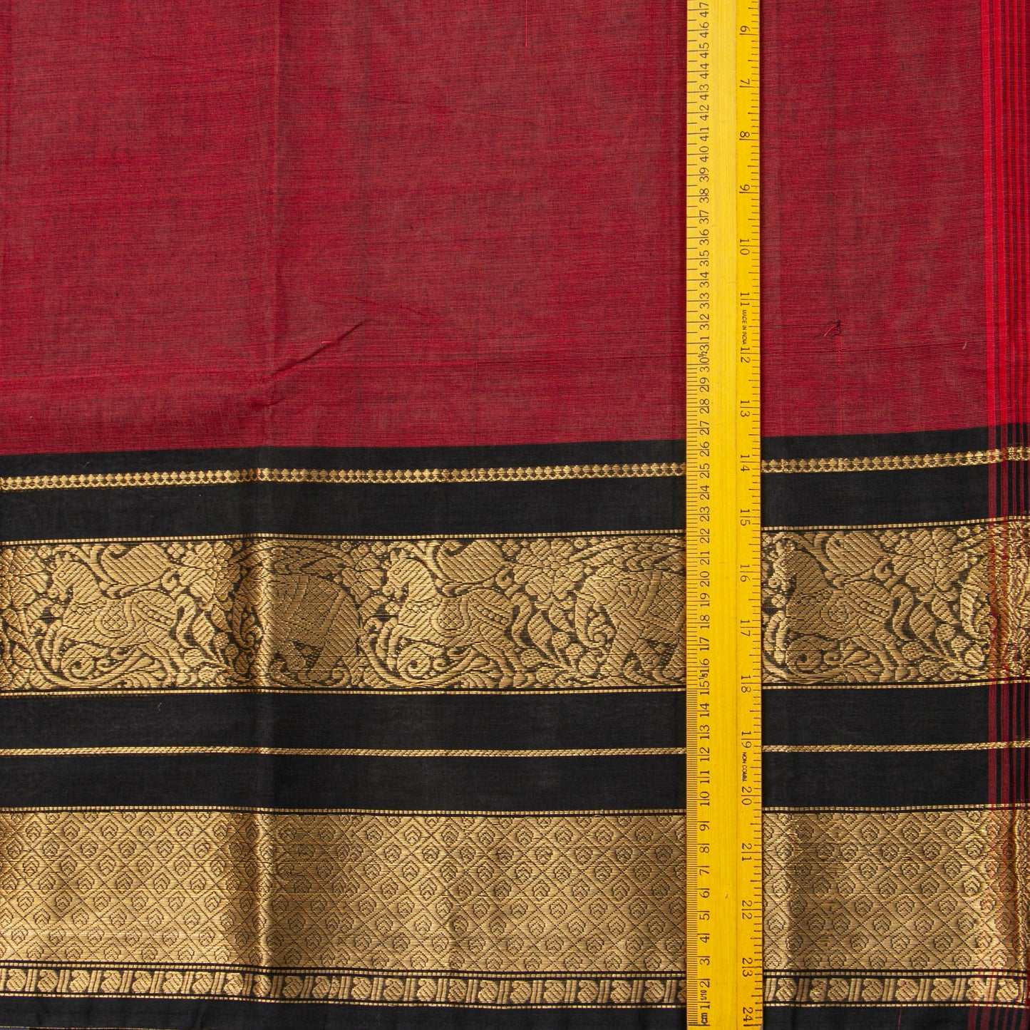 Maroon And Black Kanchi Cotton Saree For Festive Wear PV MM KC 712
