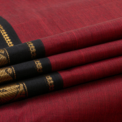 Maroon And Black Kanchi Cotton Saree For Festive Wear PV MM KC 712