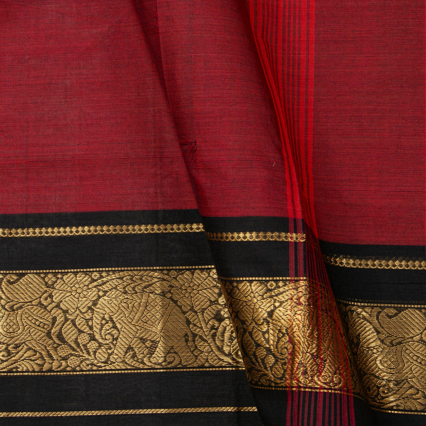 Maroon And Black Kanchi Cotton Saree For Festive Wear PV MM KC 712