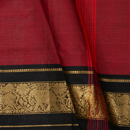 Maroon And Black Kanchi Cotton Saree For Festive Wear PV MM KC 712