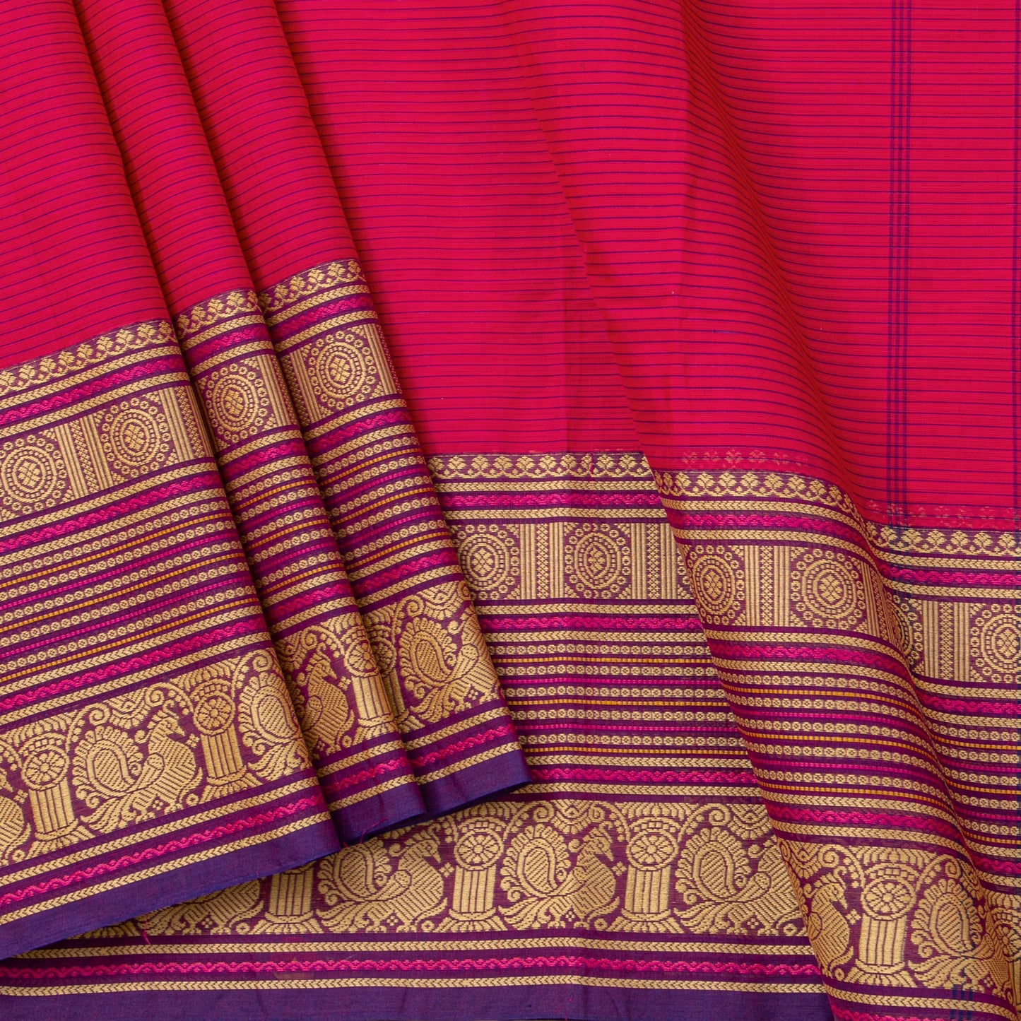 Pink Kanchi Cotton Saree For Festive Wear PV MM KC 711