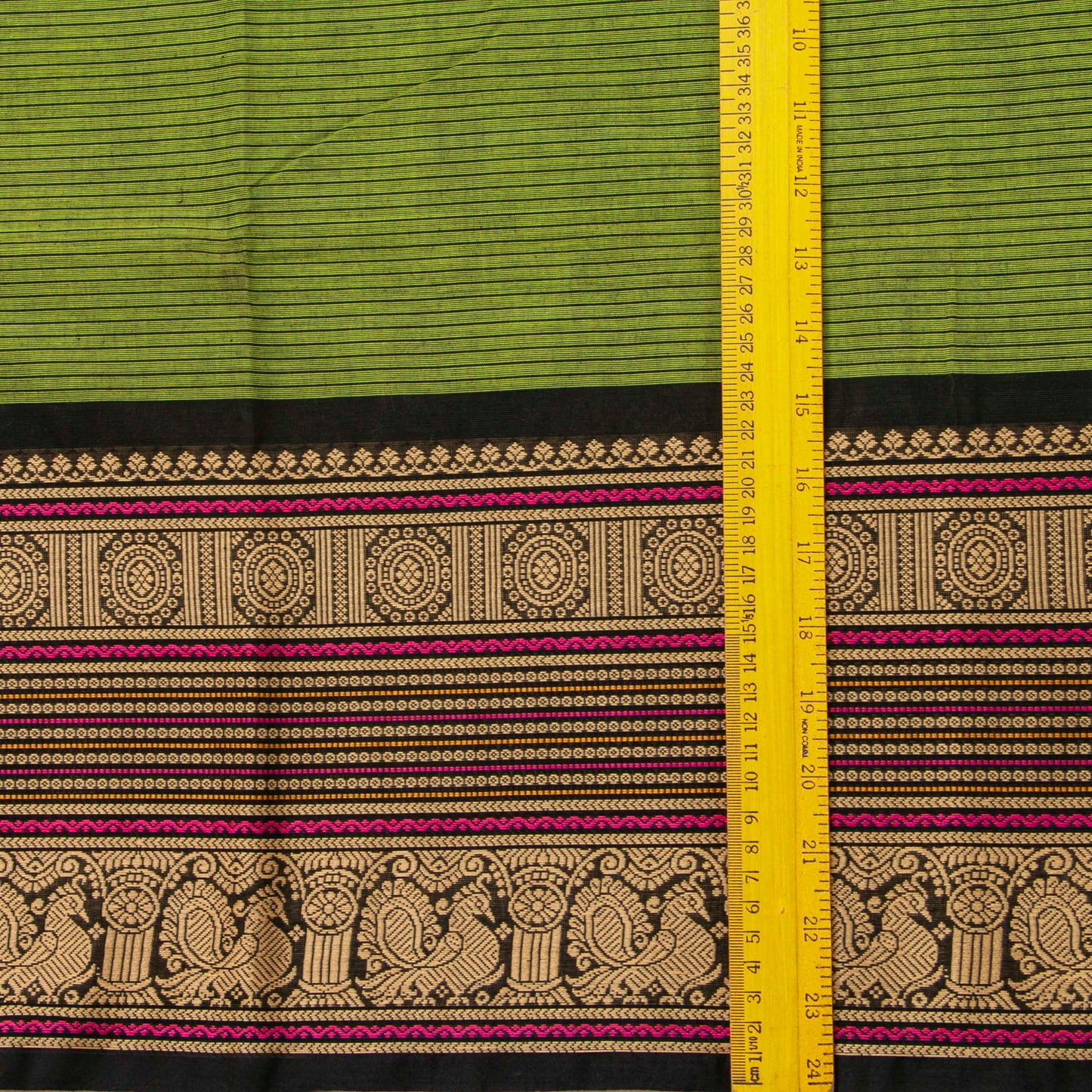 Green And Black Kanchi Cotton Saree For Festive Wear PV MM KC 710