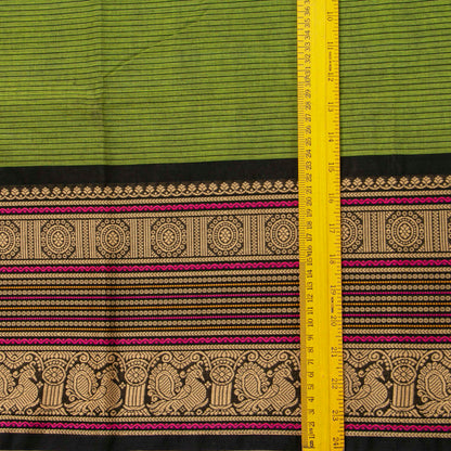 Green And Black Kanchi Cotton Saree For Festive Wear PV MM KC 710