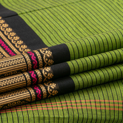 Green And Black Kanchi Cotton Saree For Festive Wear PV MM KC 710