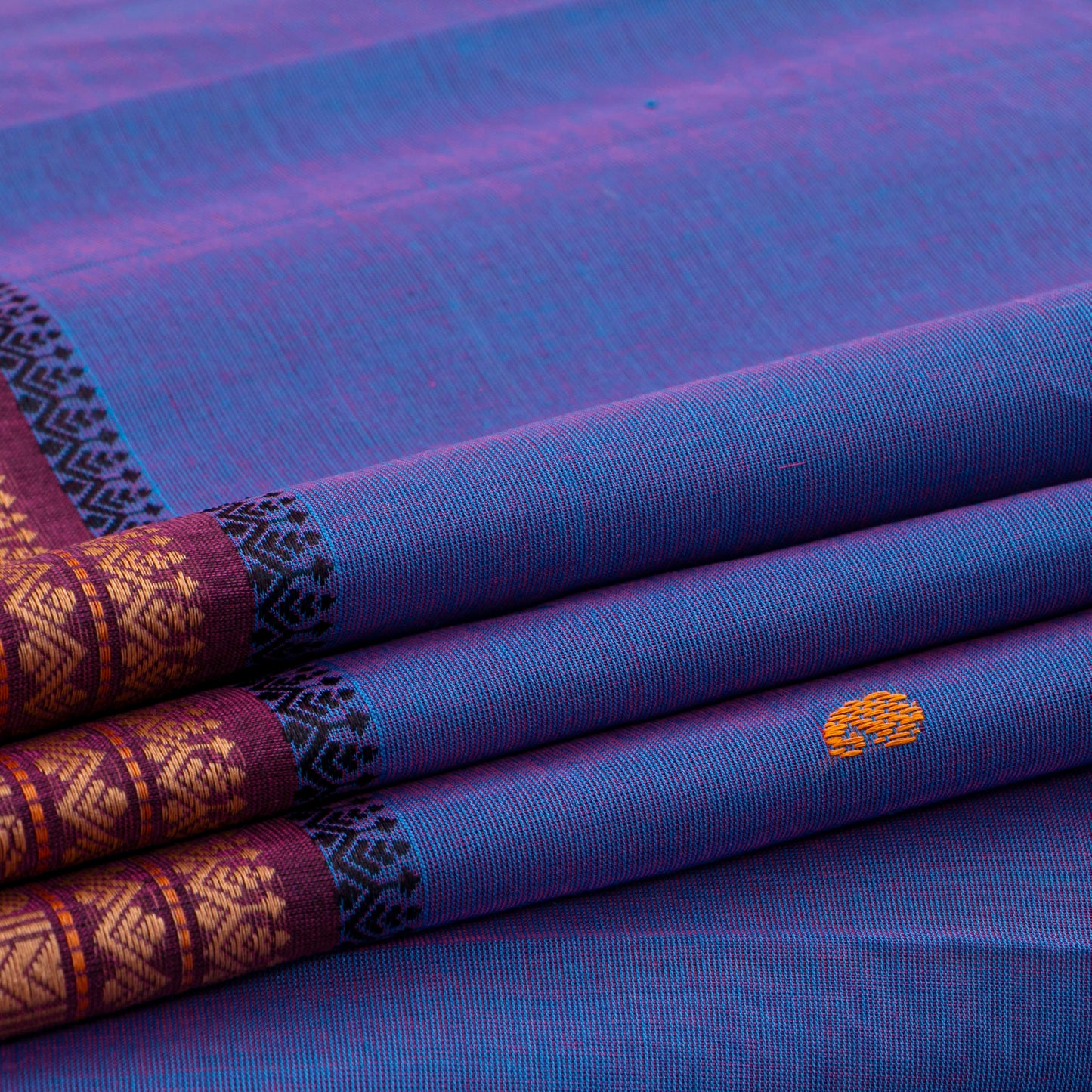 Blue And Magenta  Kanchi Cotton Saree For Festive Wear PV MM KC 794